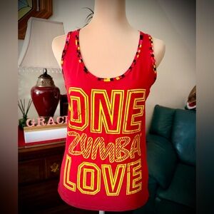 Zumba Fitness Red Tank Top with Yellow Accents